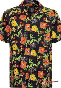 Camisa King Kerosin años 50 Rockabilly HAWAII DOBLADILLO!! Camisa de fiesta Tiki botón coco - Imagen 1 de 2