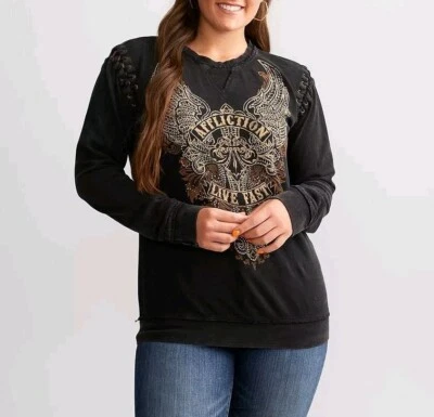 Affliction Women's “Copper City” long sleeve Fleece pullover - Image 1 of 4