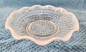 Anchor Hocking Fenton Hobnail Moonstone Opalescent Ruffled Glass Bowls 5 3/4" - Picture 1 of 6