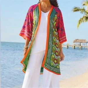 Soft Surroundings Icon Famke Topper Embroidered Kimono NWT - Picture 1 of 8