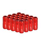 20 Piece M12 x1.25mm Close End Wheels Rims 3 Stripe 52mm Extended Lug Nuts Red