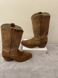 Vintage Texas Marke Herren Hellbraun Leder Wildleder Western Cowboy Stiefel Gr. 7,5 D USA 7566 - Bild 1 von 10