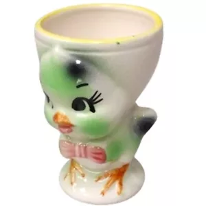 Vintage Kitsch Anthropomorphic Chick Eggcup Crown Art Ceramics Nagoya Japan - Picture 1 of 6