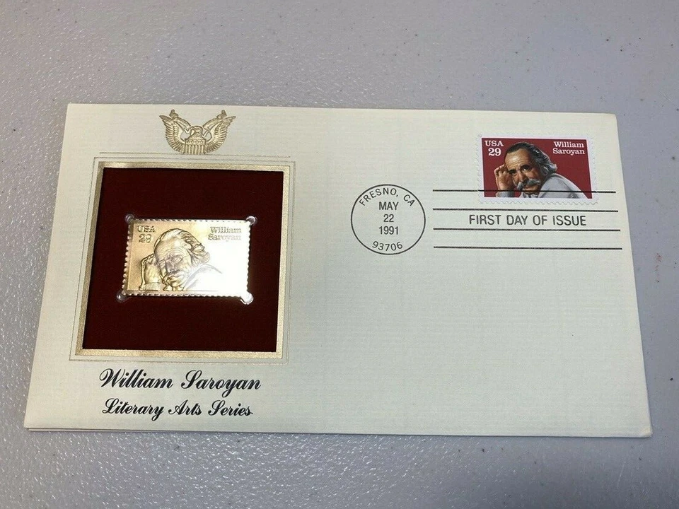 1991 William Saroyan Literary Art Series replica Gold Golden Cover Stamp - Image 1 of 1