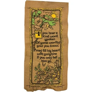 Vintage Sackleinen Wandbehang freundliches Wort gesprochen inspirierend Zitat Blumenmuster - Bild 1 von 13