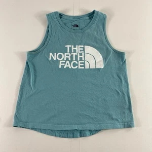 Canotta The North Face donna piccola blu logo grafico cotone orlo curvo - Foto 1 di 7