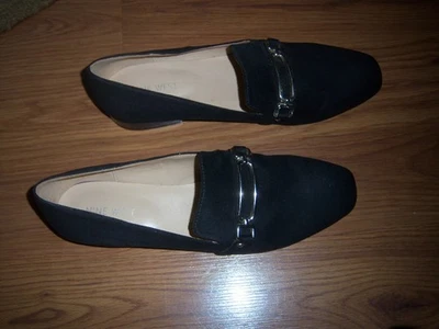 NUEVO SIN CAJA TRENDY Nine West Para Mujer TALLA 8M NEGRO TEXTIL HERRAJES SUPERIORES Sin Cordones Foto 1 de 4