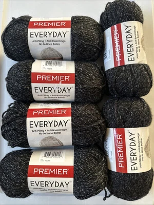LOT of 6 PREMIER EVERYDAY in CHARCOAL HEATHER 180yds 3.5oz - Image 1 of 4