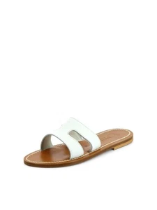 KJACQUES Womens White Menandre Round Toe Slip On Leather Slide Sandals Shoes 36 - Picture 1 of 6