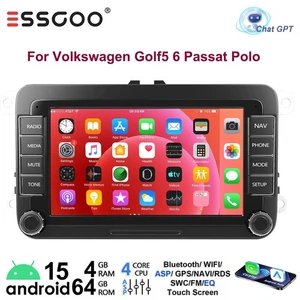 7'' Chatgpt 4+64GB CarPlay Android 15 GPS Car Stereo For VW Golf 5 6 Passat Polo - Picture 1 of 17