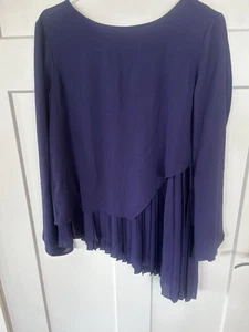 NWT MSRP $79 The Limited Astral Aura Deep Purple Pleat Sleeve Satin Blouse Sz M - Picture 1 of 8