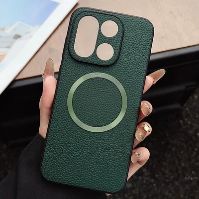 For OnePlus 15 5G, Luxury Business Magnetic Leather Shell Back Skin Cover Case - Image 1 of 4