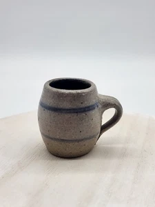 Vintage Rowe Pottery Miniature Salt Glaze Stripped Mug 1992 1" - Picture 1 of 8