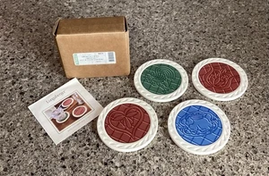 Juego de 4 posavasos Longaberger Pottery American Craft original ACO respaldo de corcho EE. UU. NUEVO - Imagen 1 de 6