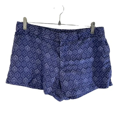 Pantalones Cortos Para Mujer Cynthia Rowley 100% Lino Estampado Azul Talla 10 Verano Ligeros Foto 1 de 4