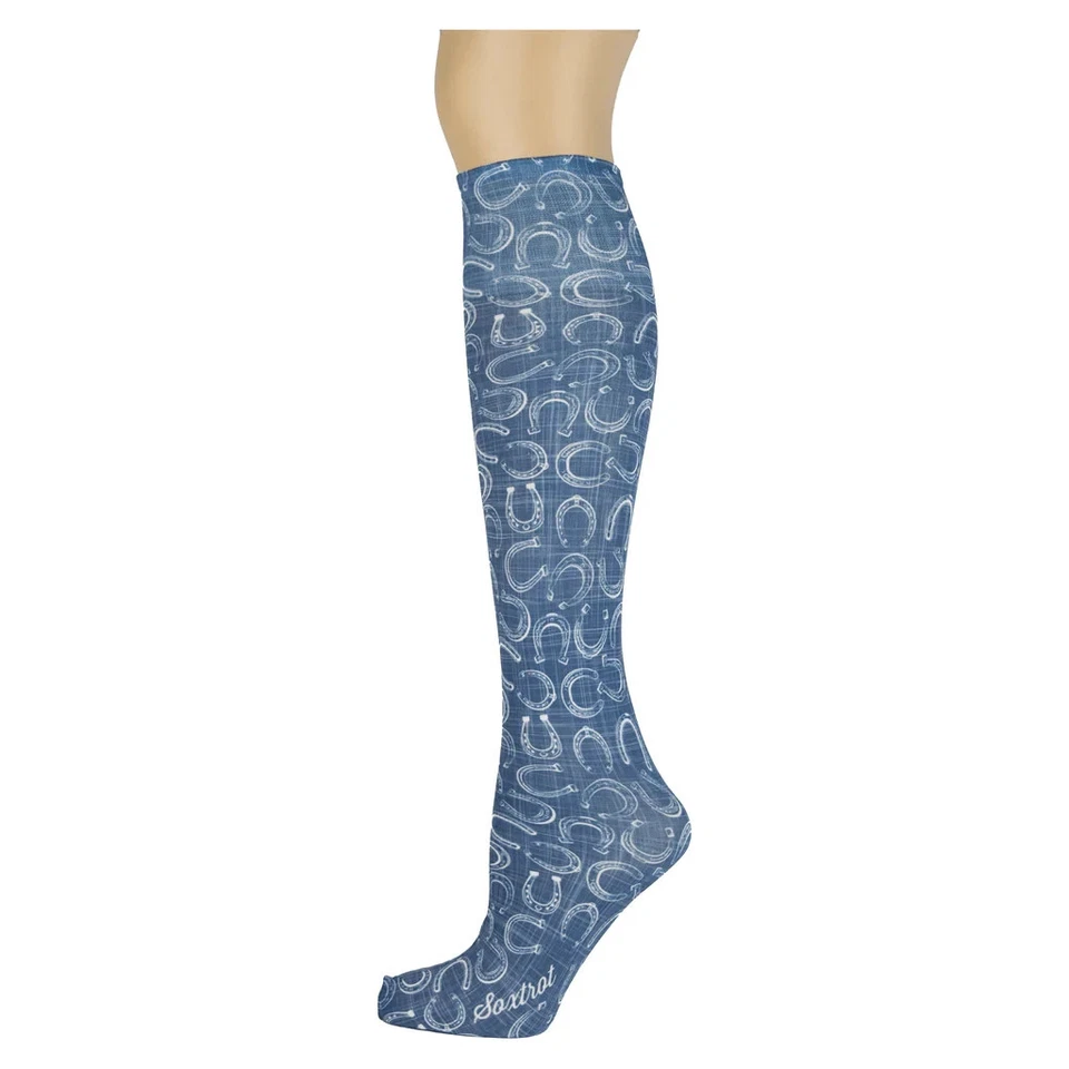 Calcetines finos hasta la rodilla Lucky Blue para mujer 9-11 Soxtrot sin tacón novedad moda nuevos Foto 1 de 1