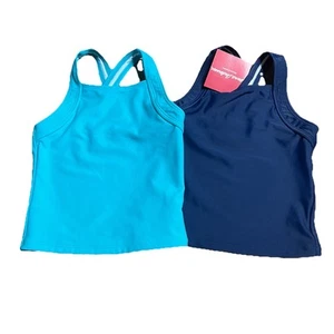 NWT Lot of 2 Hanna Andersson Girls Swim Shirt Top Lined Size 90 US 3 Blue - Picture 1 of 8