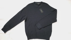 NEW rag & bone MEN'S SALUTE CURTIS COTTON LONG SLEEVE CREW NAVY SWEATER SIZE M - Picture 1 of 4
