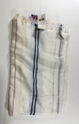 Bufanda larga de algodón suave a rayas blanca Banana Republic para mujer nueva con etiquetas Foto 1 de 4