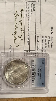 1921 $1 Peace Silver Dollar PCGS MS65 - Image 1 of 4