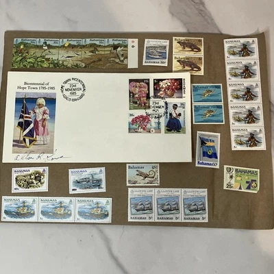 Lot 24 ~ BAHAMAS Postage Stamps PLUS Hope Town Bicentennial SIGNED Alton R. Lowe - Image 1 of 4