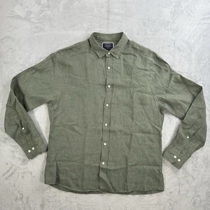 Charles Tyrwhitt Slim Fit Linen Shirt Men’s L Olive Green Long Sleeve Casual - Picture 1 of 11