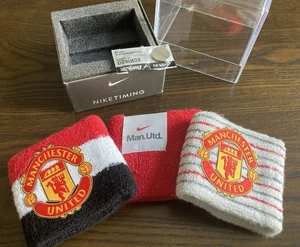 Vintage Nike Timing Watch Terry Cloth Wristbands-Manchester United-Brasil-Works - Picture 1 of 6