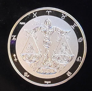 2022 Libra Zodiac Vtg Tokelau Mint Horoscope Bullion-0.999 Silver 1 Oz Art Round - Picture 1 of 2