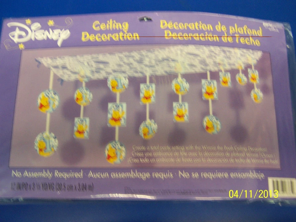 RARE Winnie the Pooh 1st Birthday Boy Blue Kids Party Hanging Ceiling Decoration - Image 1 of 1