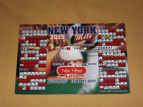 2015 NEW YORK METS BASEBALL MAGNET SCHEDULE FOR GAMES Cover