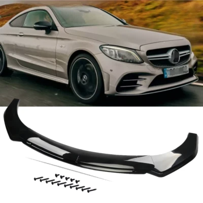 For Mercedes-Benz C300 C43 AMG Glossy Black Front Bumper Lip Spoiler/ Splitter/ Foto 1 de 4