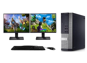 GAMING DELL PC FULL SET DUAL MONITOR INTEL i5 8GB RAM 500GB 2GB GT730 - Picture 1 of 6