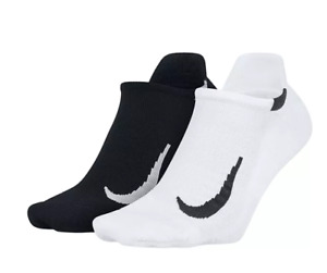 New Nike 2-pack Multiplier Running No-Show Socks Mens size 8-12 - White or Black