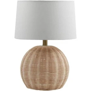 Livabliss Traditional Table Lamp 19" 1-Light Linen Switch Controlled Round Beige - Picture 1 of 2