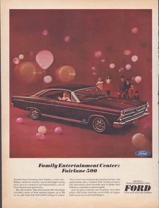 1966 Ford Fairlane 500 Print Ad "Family Entertainment Center" balloons, children - Picture 1 of 1