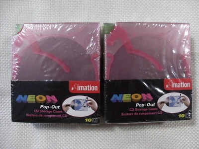 Lot of 2 Vintage Imation Pop-Out CD DVD Storage Cases 5 Neon Colors 10 Cases ea. - Image 1 of 4