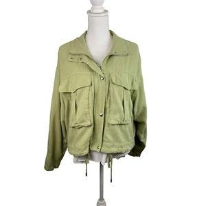 Blank NYC Größe Large gelb grün Leinenmischung leichte Jacke Sommer Grundnahrungsmittel - Bild 1 von 7