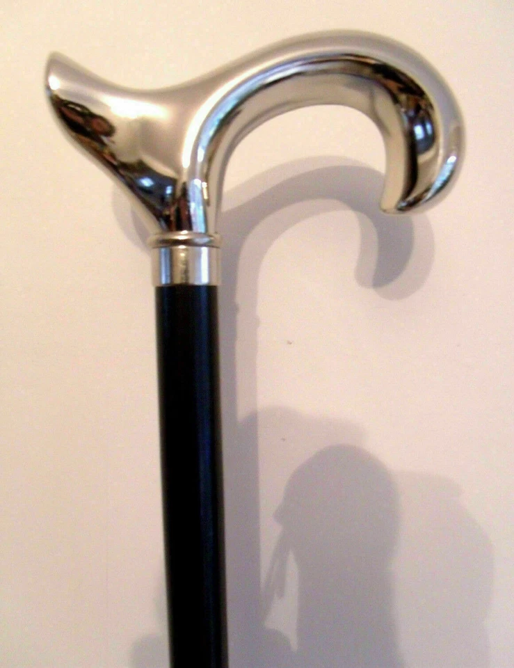 Bastón Derby hecho a mano plateado cromado para hombres bastón vintage de madera hecho a mano regalo Foto 1 de 4