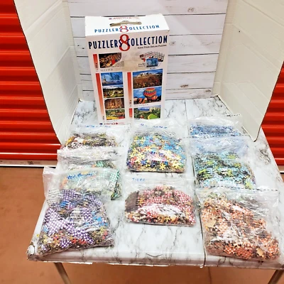Puzzlers Collection Lot 8 Puzzle Pack 4800 Pc Extra Thick Deluxe - Image 1 of 4
