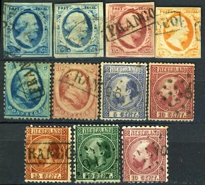 NETHERLANDS #1-3 #1a King William III Postage Stamp Collection 1852-1869 Used - Picture 1 of 1