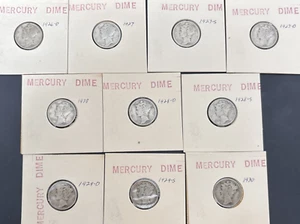 Nice Lot Of 10 Mercury Dimes 1926 - 1930 See Full List In Description - Picture 1 of 8