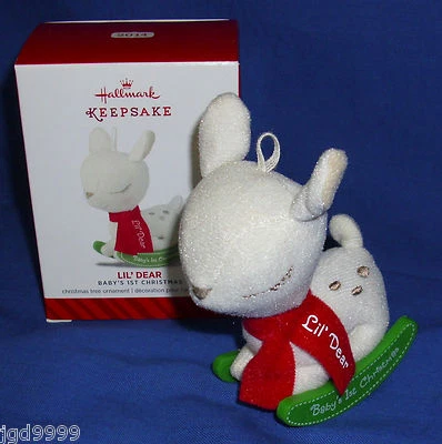 Hallmark Ornament Baby's First Christmas 2014 Lil' Dear Plush Rocking Deer Fawn - Image 1 of 4