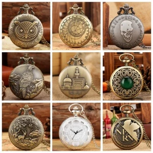 Steampunk Vintage Quartz Pocket Watch with Necklace Chain for Women Men Watches