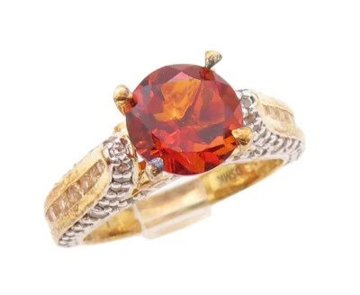 Anillo vintage de plata de ley 925 chapado en oro topacio rojo y blanco talla 7 RG30193 Foto 1 de 4