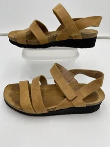 Naot Harper Tan Leather Suede Wedge Sandal N4352 Size 37 EU / 6 US - Picture 1 of 6