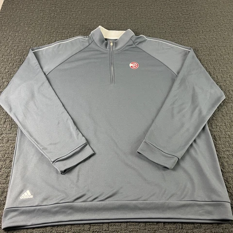 Atlanta Hawks Adidas Sweatshirt Mens 2XL Gray 1/4 Zip Pullover Golf NBA Cover