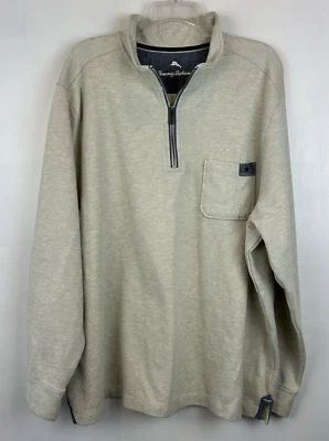 Tommy Bahama Sudadera Para Hombres XXL Cuarto Cremallera Pullover 2XL Camisa Marfil Avena Foto 1 de 4