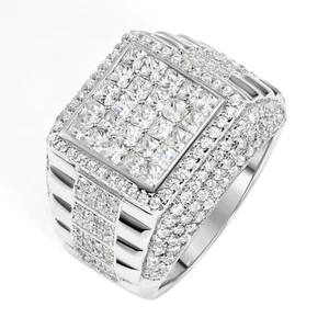 Anillo meñique de boda de plata esterlina 925 maciza con sello cuadrado de corte princesa - Imagen 1 de 13