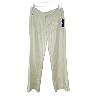 Sandro Sportswear Pants Womens 10 Shimmery Beige Linen Rayon Wide Leg NWT - Image 1 of 4