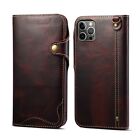 Real Leather Wallet Card Holder Case W/ Band For Iphone 15 14 13 12 Pro 11 X 7 8